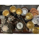 Plated items barometer, ships clock, various other items