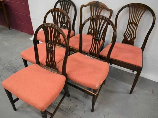 Set of three George III Sheraton style mahogany dining chairs, three other Georgian chairs - Image 3 of 4