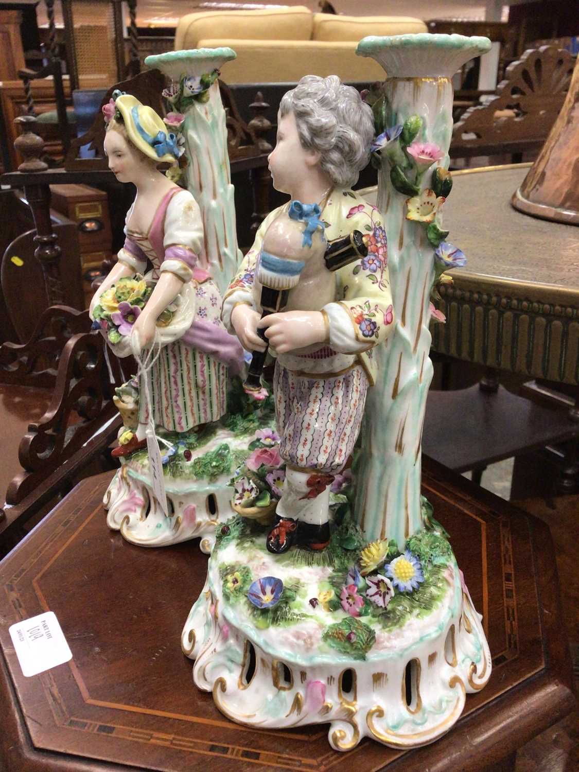 Pair of Meissen style candlesticks - Image 2 of 4