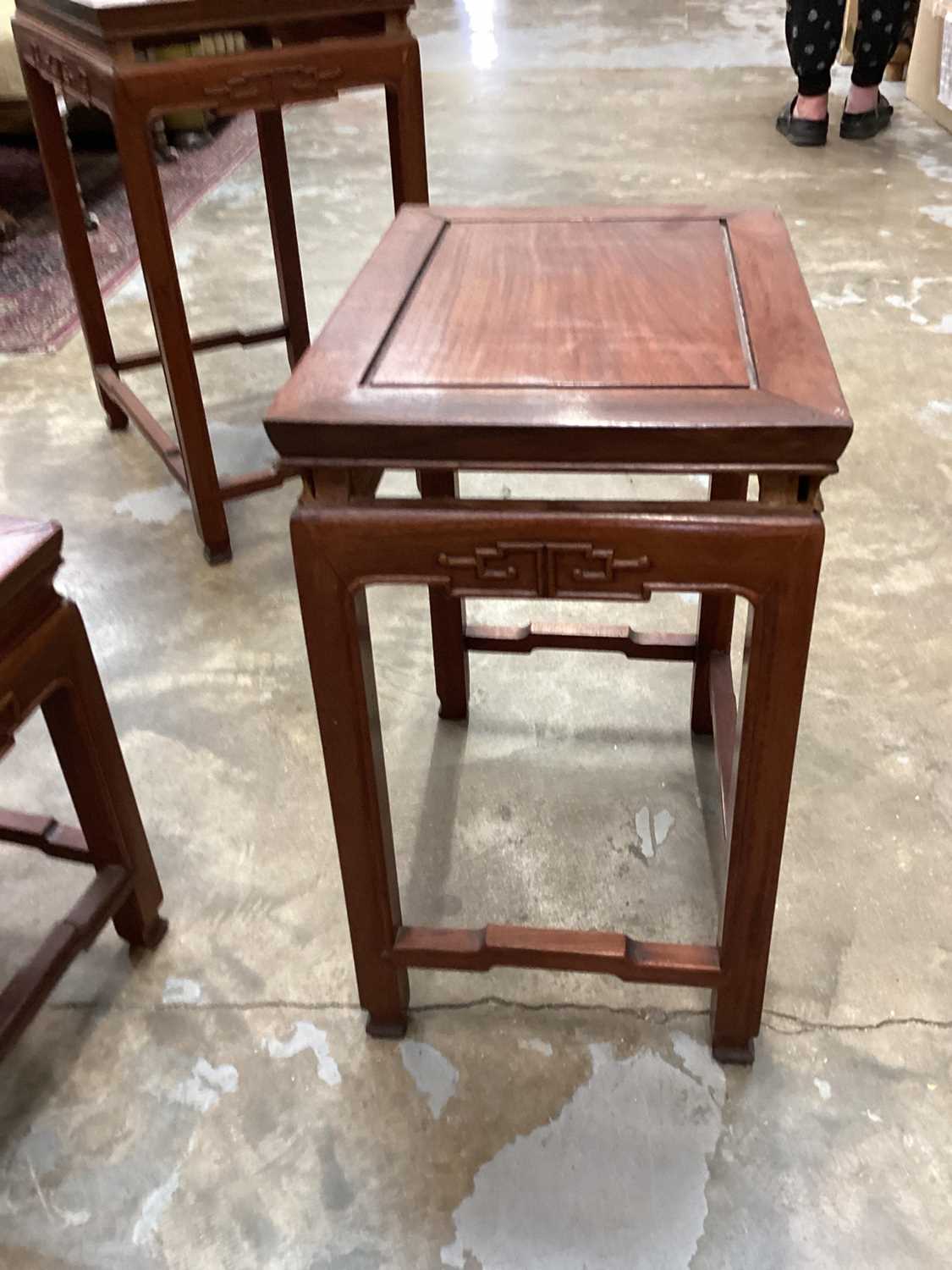 Nest of four Chinese hardwood occasional tables - Image 5 of 7