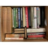 Box of books relating to horse racing and other sports