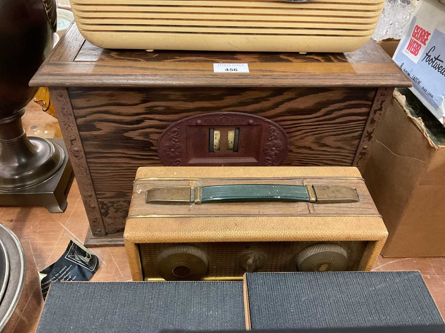 Vintage Bush radio, valve radio, PYE radio and Ferguson record player with speakers. - Image 2 of 2