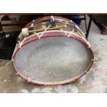 Large painted drum and beater, 72cm diameter