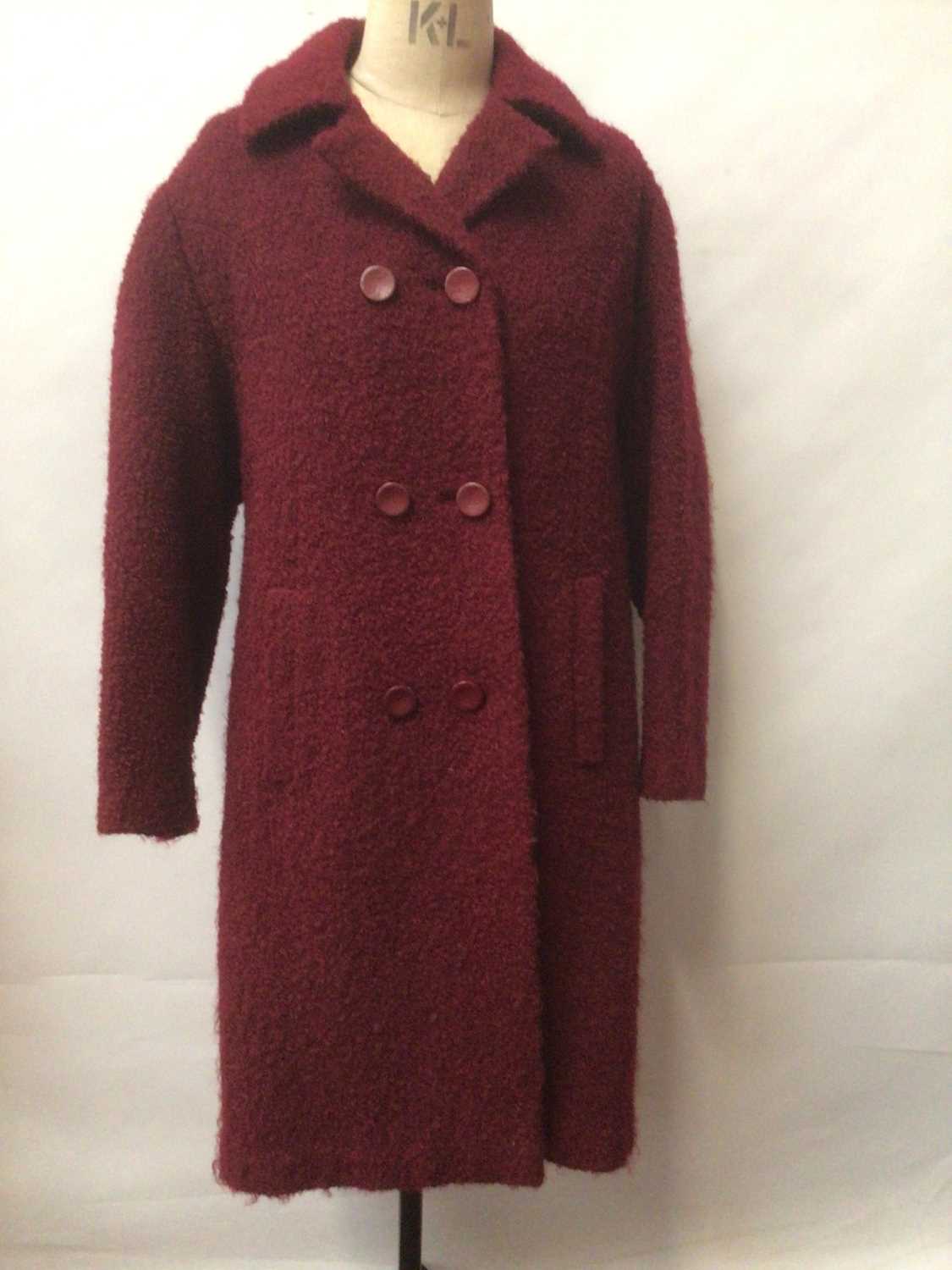 A group of ladies 1950s/60s clothing including shearling jacket, red boucle wool by Dereta, green a - Image 14 of 16