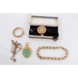 Vintage 9ct rose gold cased wristwatch and other gold jewellery