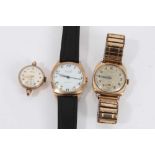 Three 9ct gold cased wristwatches