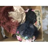 Two boxes of Victorian and later ladies and gentlemen's hats. Including Victorian wide brim silk bo