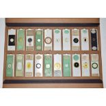 Collection of twenty Victorian glass microscopic slides, several with decorative paper mounts and ea