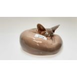 Royal Copenhagen porcelain model of a curled Fox, number 438