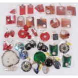 Collection of silver mounted large semi precious stone, shell and other pendants and some matching p