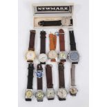 Group of vintage wristwatches to include new old stock Newmark wristwatch, Mickey Mouse branded watc