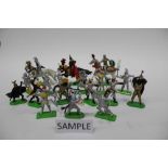 Box of Britains figures, including knights