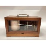 A Richard Freres mahogany cased, brass barograph, the base plate stamped RF BREVETES SGDG PARIS, 932