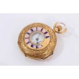 Early 20th century Swiss 18ct gold half hunter fob watch