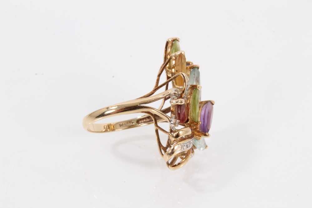 14ct gold multi gem and diamond set cocktail ring - Image 2 of 3