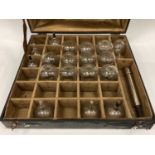 Set of cupping glasses for bloodletting, in fitted case