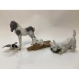Four Royal Copenhagen porcelain models - Mouse on corn Cob number 512, Foal standing 4653, Dog with