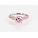 14ct white gold pink synthetic stone solitaire ring