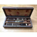 19th century hardwood flute in rosewood case