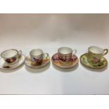 Collection of eleven Royal Worcester cabinet cups and saucers including Game Birds by James Stinton,
