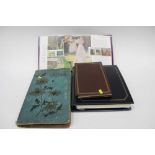 Edwardian postcard album containing mostly greetings postcards, album saucy postcards, Westminster S