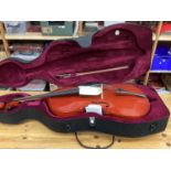 Full size cello by Gear 4 Music, cased with bow, with spare slip case and stand (3)
