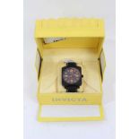 Invicta Automatic black stainless wristwatch on black canvas strap, model number 3965, boxed