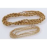 9ct gold chain and one other fancy link gold plated chain (2)