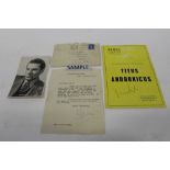 Autographs Sir Laurence Olivier five 1950s hand signed signed typed letters on headed paper ....