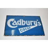 A 'Cadbury's Cocoa' blue enamel sign, 45.5cm x 30.5cm