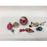 Collection of vintage glass Christmas tree decorations