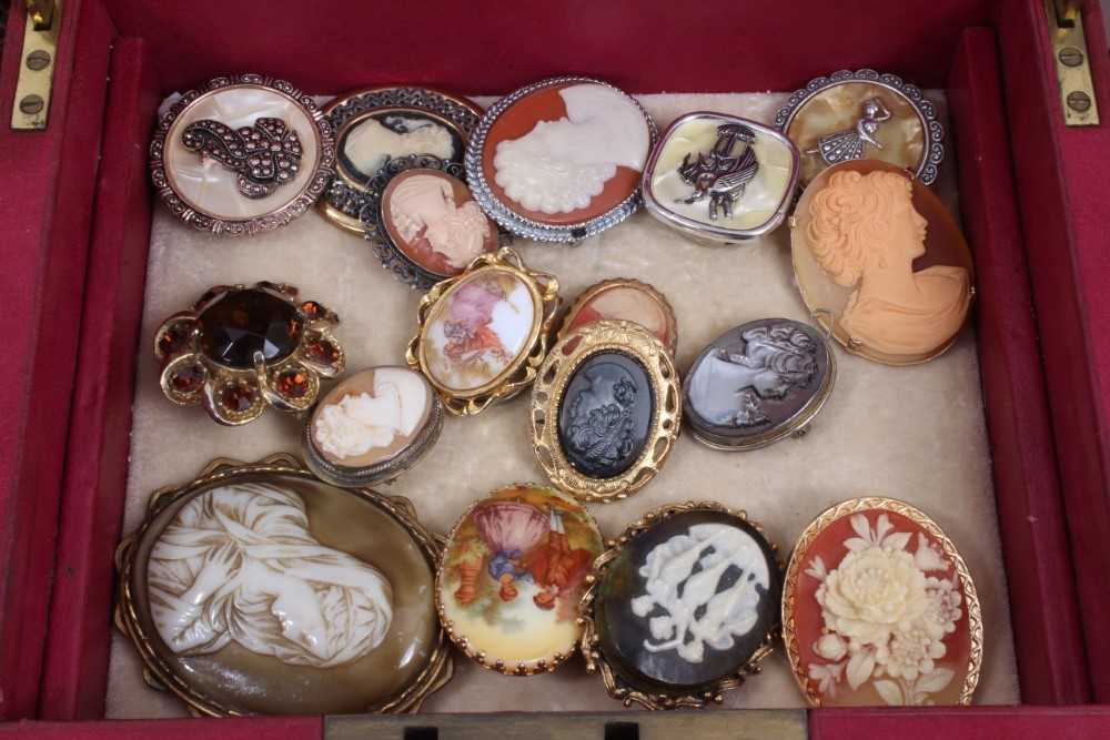 Group of vintage costume jewellery including collection of cameo brooches, silver and enamel butterf - Image 3 of 6