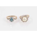 9ct gold gem set cluster ring and one other dress ring (2)