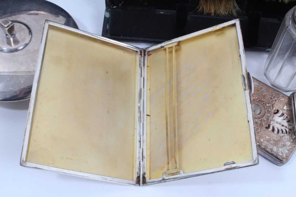 George VI silver cigarette case with engine turned decoration, (Birmingham 1947), silver topped vani - Image 7 of 7