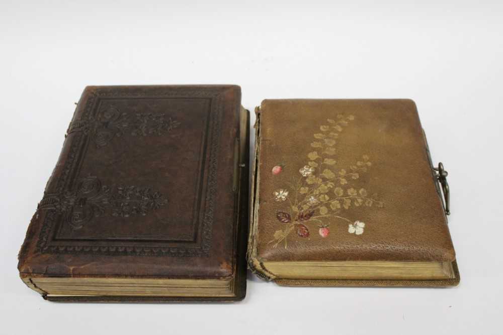 Early Photography - Two leather albums, one with illustrated pages, containing Victorian Cabinet car - Image 4 of 5