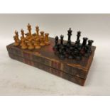 Antique Jaques & Son wooden complete chess set. King measuring 8.5cm high, white king stamped 'Jaque