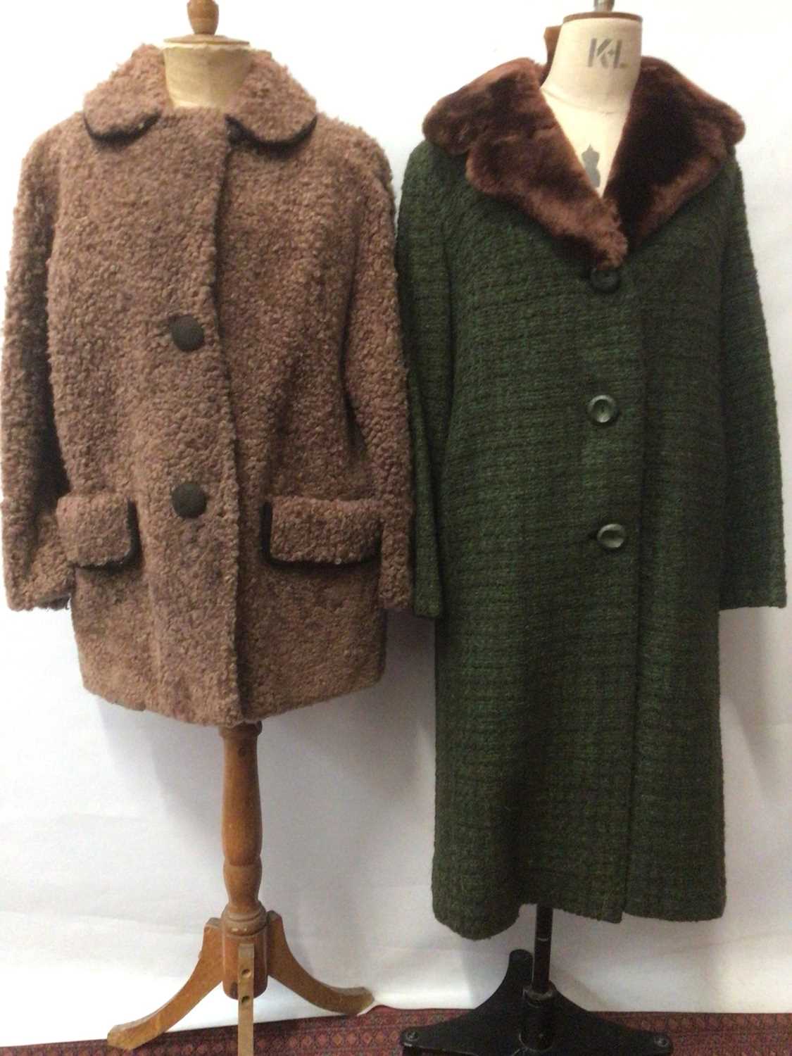 A group of ladies 1950s/60s clothing including shearling jacket, red boucle wool by Dereta, green a - Image 12 of 16