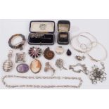 Group of silver jewellery and white metal jewellery