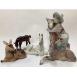 Ten various porcelain models, various manufacturers including Lladro Horse and a Russian horse