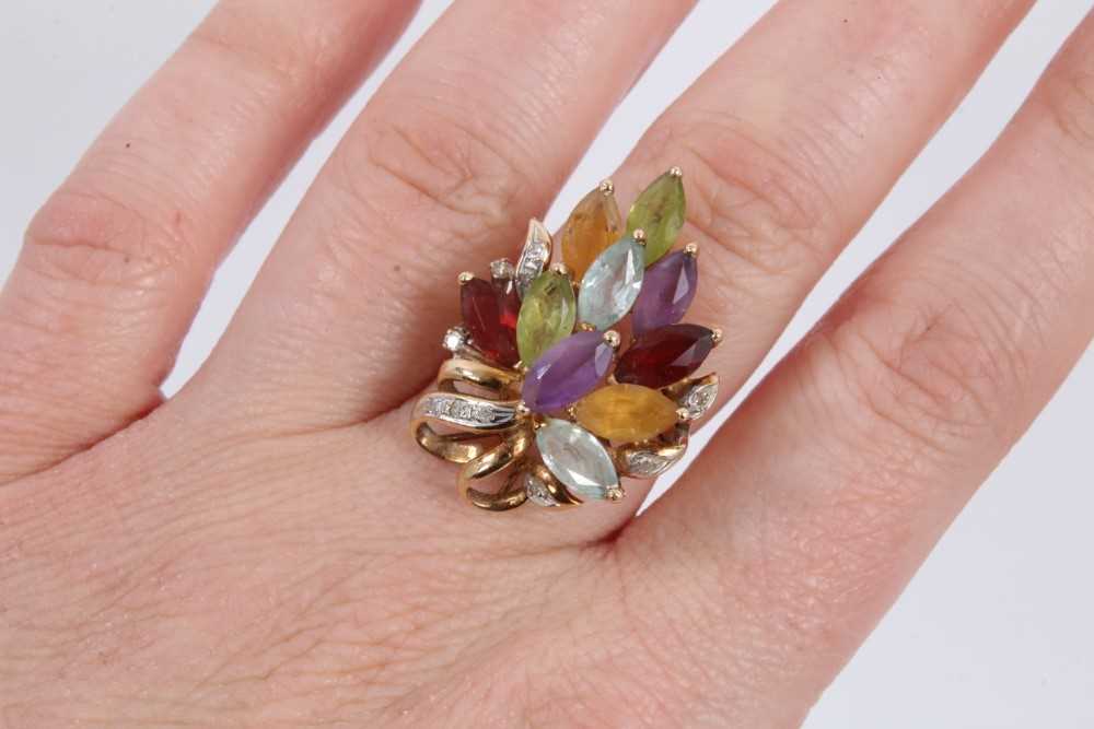 14ct gold multi gem and diamond set cocktail ring - Image 3 of 3