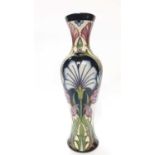 Moorcroft pottery Trial vase decorated with blue and pink flowers, dated 17-8-09, 31cm high, boxed