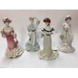 Four Coalport limited edition Golden Age figures - Georgina, Beatrice at the garden party, Alexandra