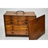 Oak travelling tool chest containing precision tools and instruments