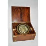 Gimbal compass in brass bound mahogany box