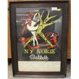 NY Norsk Ballet signed and inscribed ballet poster in glazed frame