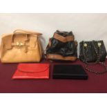 Selection of vintage and contemporary handbags including Russell & Bromley bucket style bag
