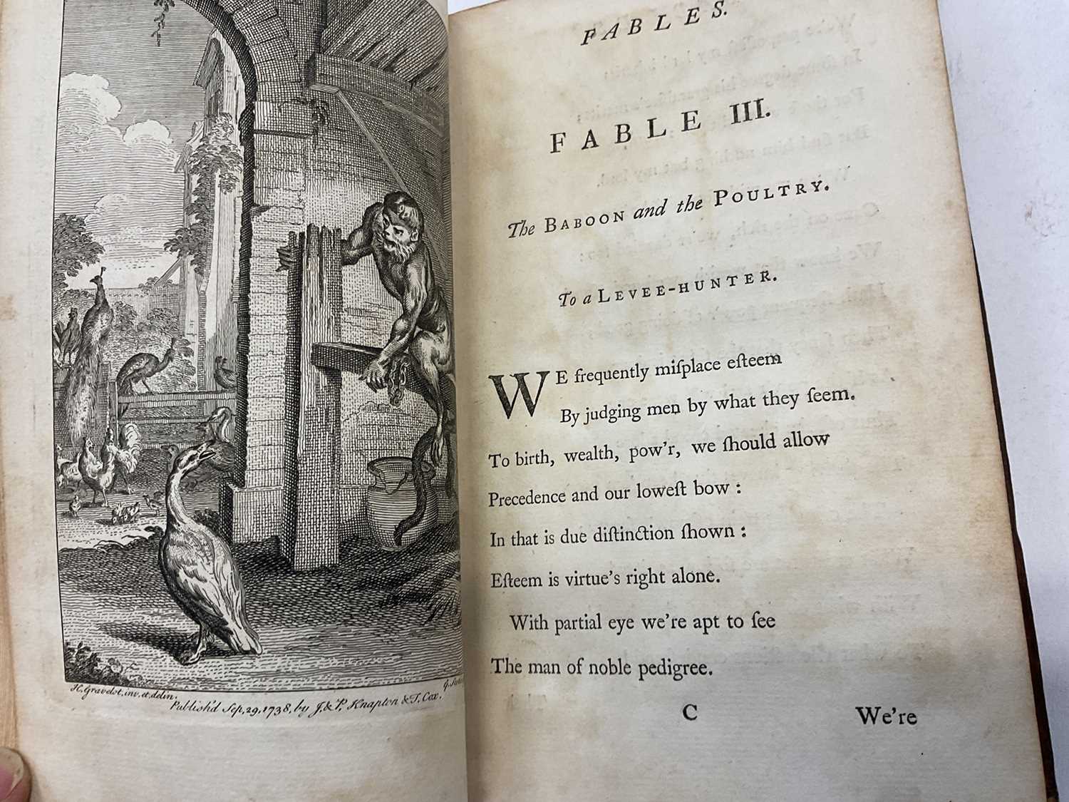 John Gay - Fables, two-volume set, mixed editions, volume I, fifth edition 1738, volume II, second e - Image 4 of 5