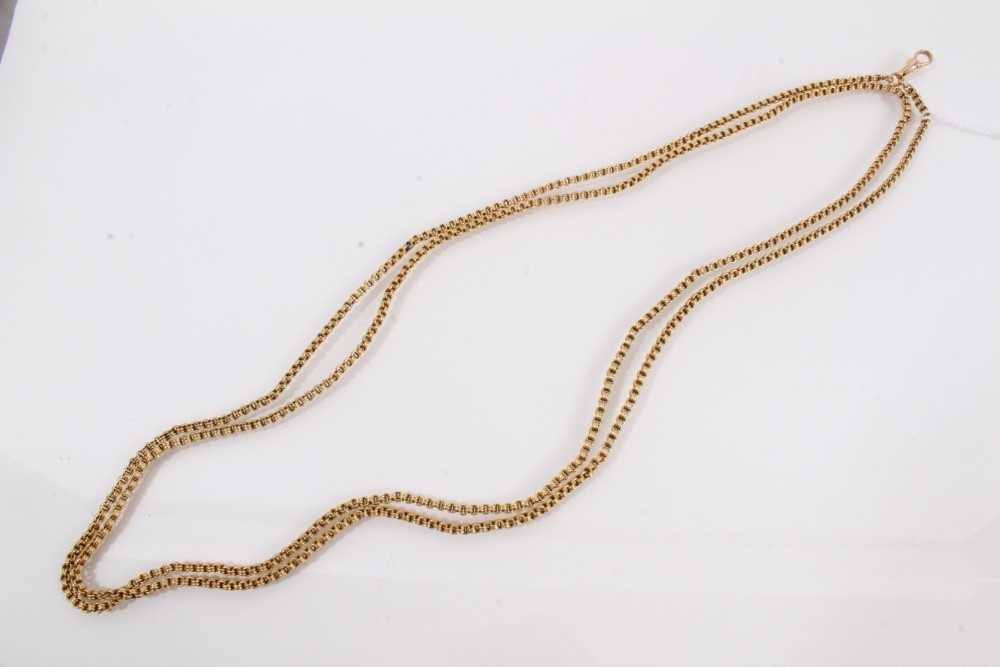 Victorian 15ct gold long guard chain - Image 2 of 2