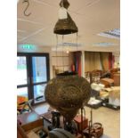 Middle Eastern brass hanging lantern