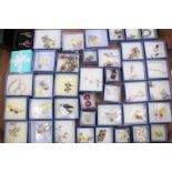 Quantity of silver gem set earrings, mostly boxed and new in packets or with tags